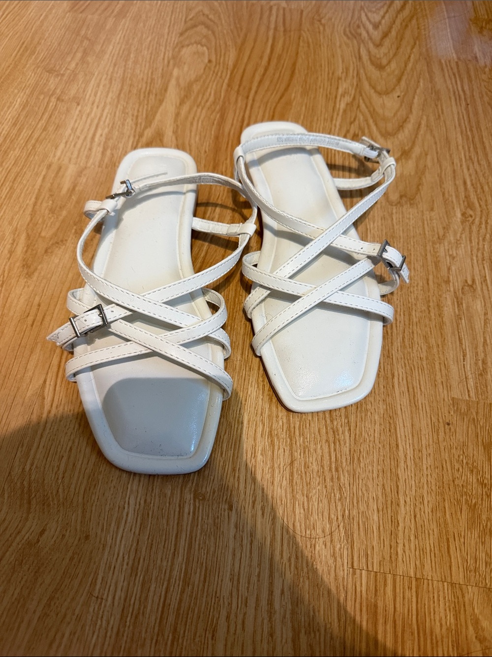 Primark White Strappy Square-Toe Sandals